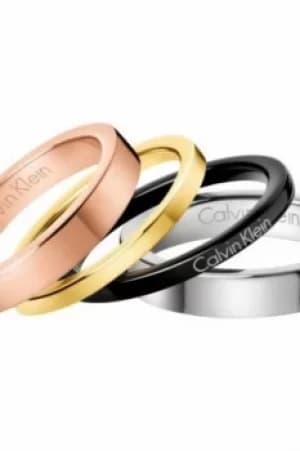 Ladies Calvin Klein Multi colour gold Size L Gorgeous Set of 4 Rings KJ7GPR400106