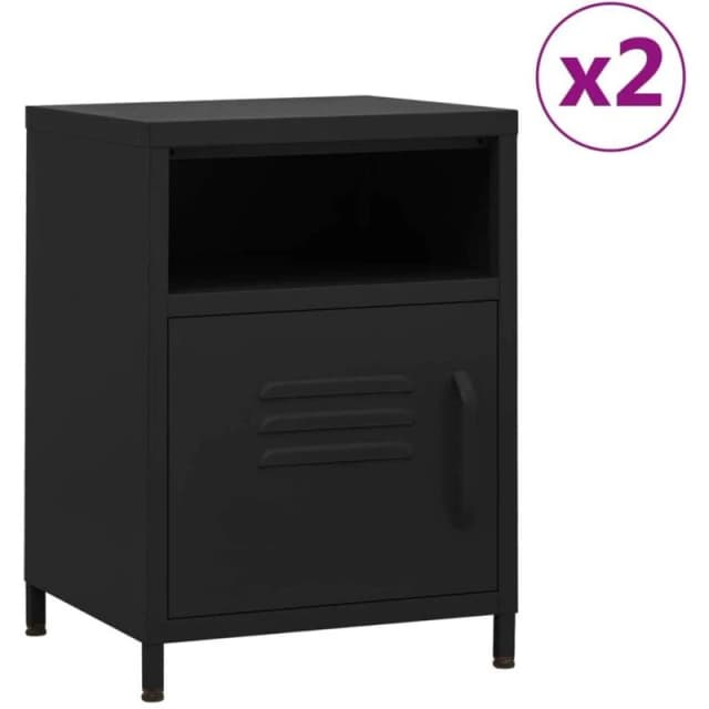 VIDAXL Nightstands 2 pcs Black 35x35x51cm Steel Vidaxl 8720286847633