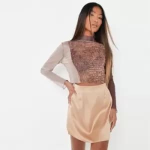 Missguided Neck Snake Mesh Top - Neutral