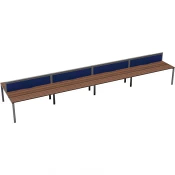 10 Person Double Bench Desk 1400X800MM Each - Silver/Dark Walnut
