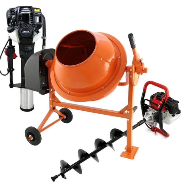 MonsterShop T-Mech Earth Auger, Cement Mixer And 120mm 4 Stroke Post Driver
