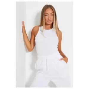 I Saw It First Cotton Rib Racer Bodysuit - White