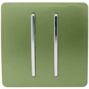 Trendi Switch 2 Gang 2 Way 10Amp Light Switch in Moss Green