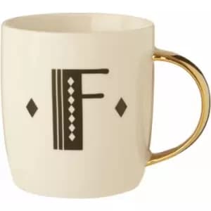 Diamond Deco F Letter Monogram Large Mug Personalised Coffee Mug / Espresso Cups For Home And Office Use Cappuccino Cup For Everyday Use 9 x 9 x 12