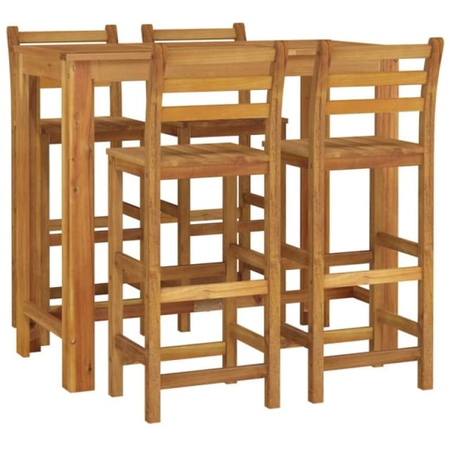 vidaXL 5 Piece Garden Dining Set Solid Wood Acacia, Brown 3154396