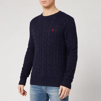 Polo Ralph Lauren Mens Cable Knit Cotton Jumper - Hunter Navy - XXL