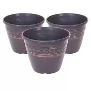 YouGarden Set Of 3 Infinity Round Copper Brushed Planters 28Cm