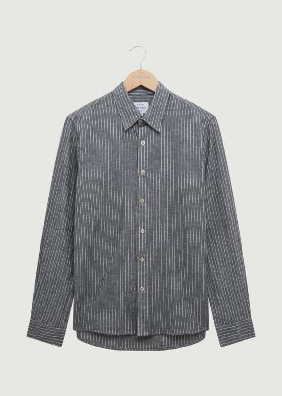 Peter Werth Mens Otton LS Shirt in Navy Size: Large Navy Male L