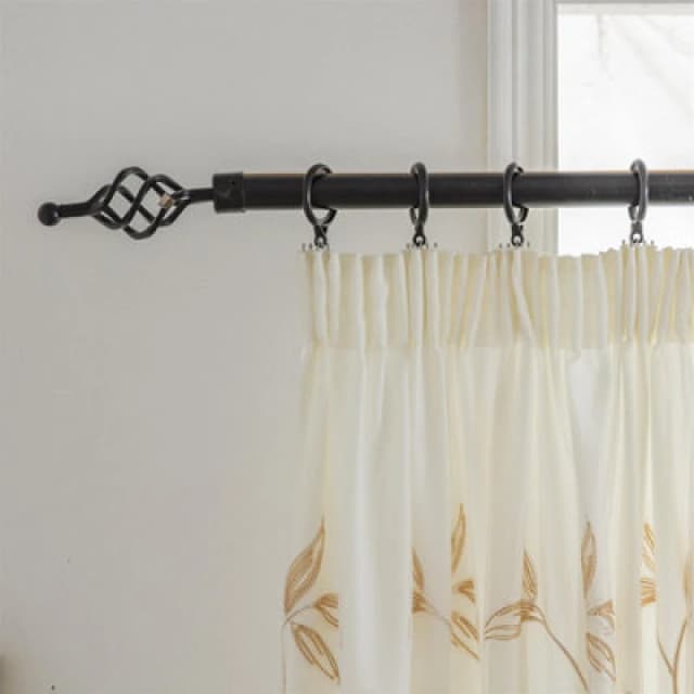 Luxury Living Leaf Embroidered Tulle Voile Curtains Pencil Pleat in Gold Size: 147cm width x 229cm drop Gold Unisex 147cm width x 229cm drop