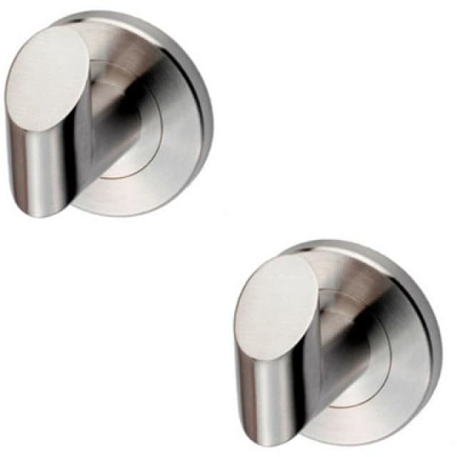 Loops 2x Single Bathroom Robe Hook on Concealed Fix Rose 44.5mm Proj Stainless Steel Metallics
