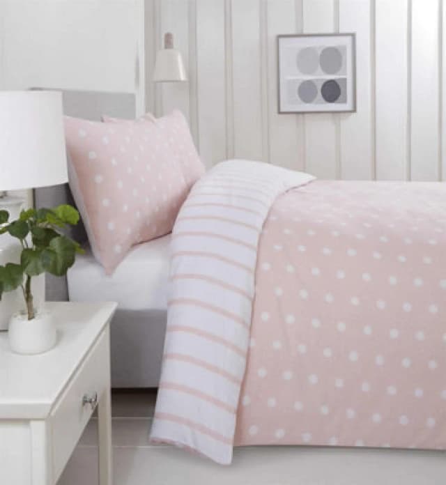 Rapport Home Spots & Stripes Microfibre Duvet Set King Blush, Pink SPOTMFKINGBLSH
