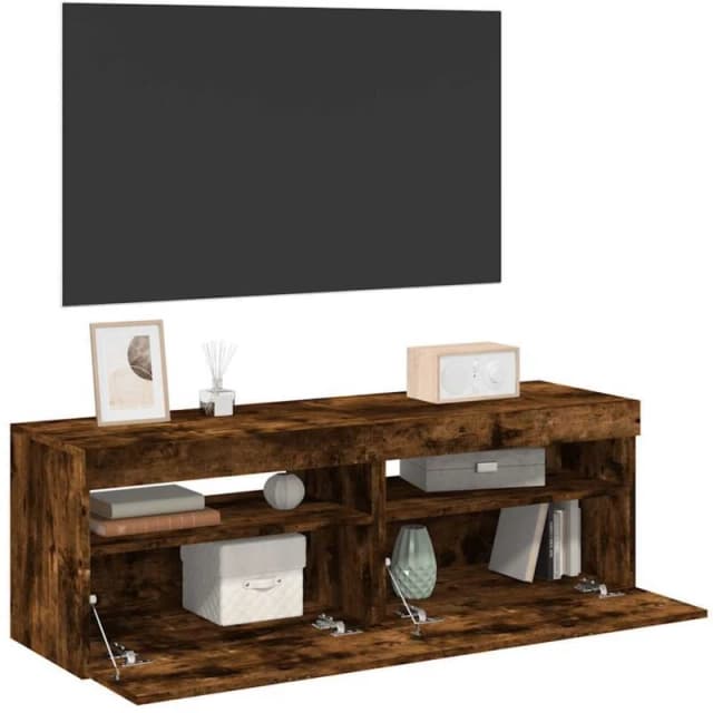 vidaXL TV Cabinets 2 pcs with LED Lights Smoked Oak 60x35x40 cm, Brown 815679