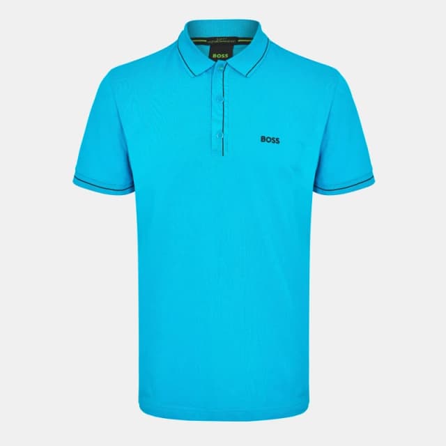 Boss Mens Paule Short-Sleeve Polo Shirt Turquoise/Aqua male S