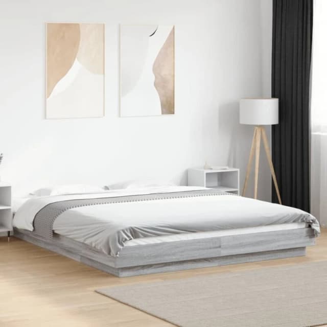VIDAXL Vidaxl - Bed Frame with LED Lights without Mattress Grey Sonoma 150x200cm 8721102617348