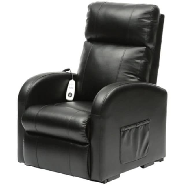 Loops Single Motor Rise and Recline Lounge Chair - Black PU Leather Material Black