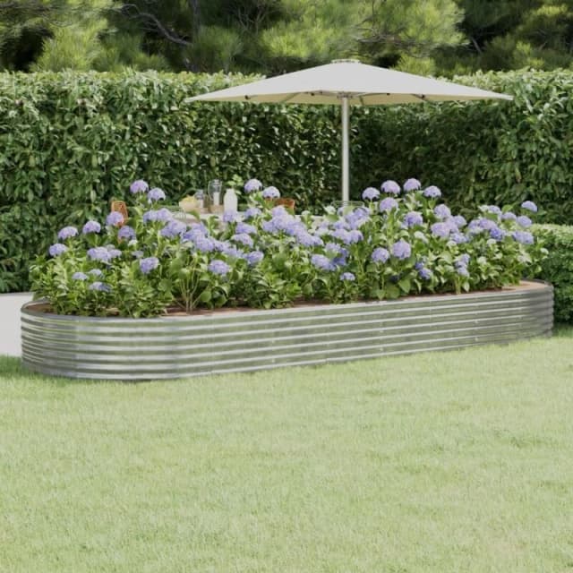 vidaXL Garden Raised Bed Powder-coated Steel 373x140x36cm Silver 319037