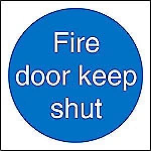 Fire Door Keep Shut Sign 10 x 10cm Self Adhesive Vinyl