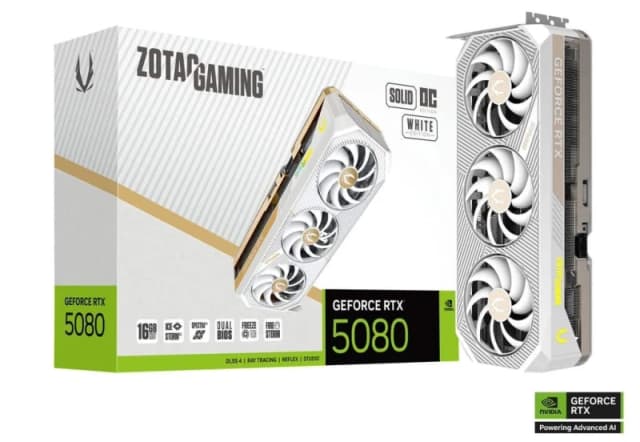 ZOTAC GAMING GeForce RTX 5080 SOLID OC White ED 16GB GDDR7 Graphics Card - ZT-B50800Q-10P