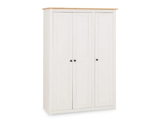 Seconique Panama White and Waxed Pine 3 Door Wardrobe