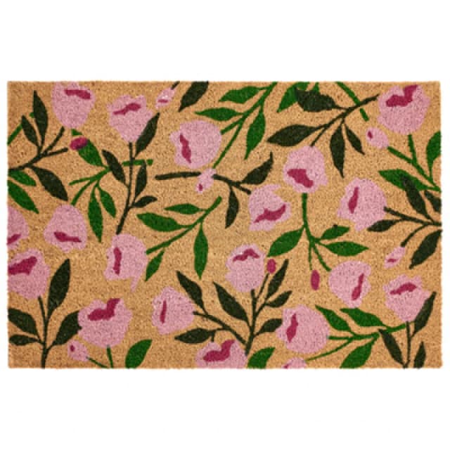 Beliani Doormat Manguao Natural 60 X 90 Cm Flower Coir