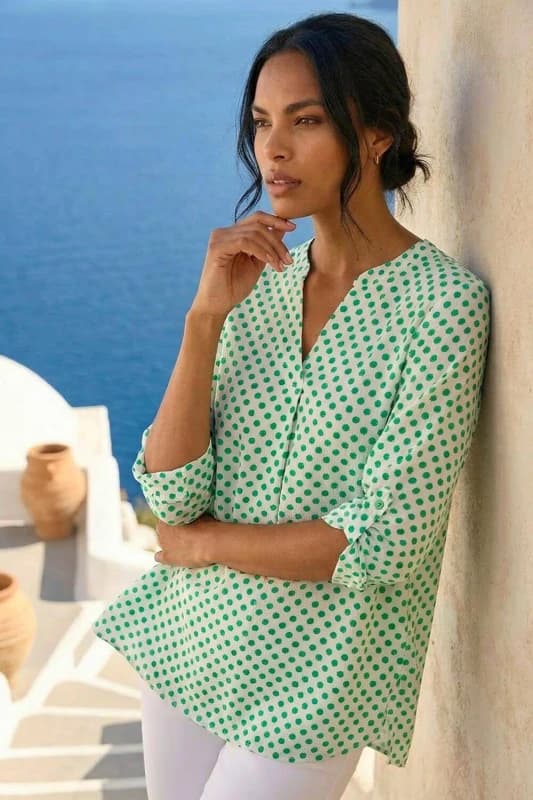 Roman Womens Spot Print Woven Top in Pale Green Size: 10 Pale Green Female 10