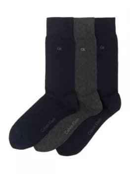 Mens Calvin Klein Three pack flat knit socks Multi Coloured