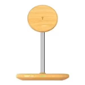 j5create JUPW2106NP-N Wood Grain 2-in-1 Magnetic Wireless Charging Stand