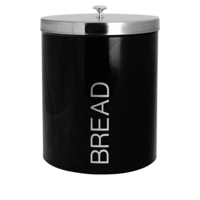 Harbour Housewares Kitchen Bread Bin - Black - Round Metal Storage Caddy Tin Canister