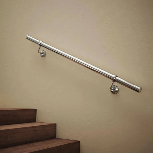 Forgeworks Polished Steel Premium Easy Install Indoor Stair Handrail Kit 1.2m in Silver Silver Unisex