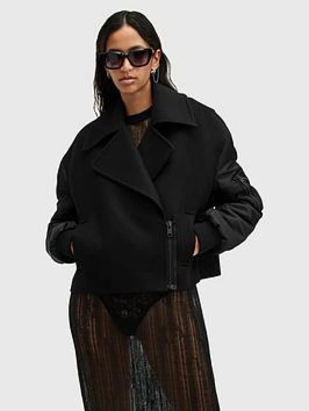 AllSaints Orla Jacket - Black Size 12, Women Black W3QSA Female 12