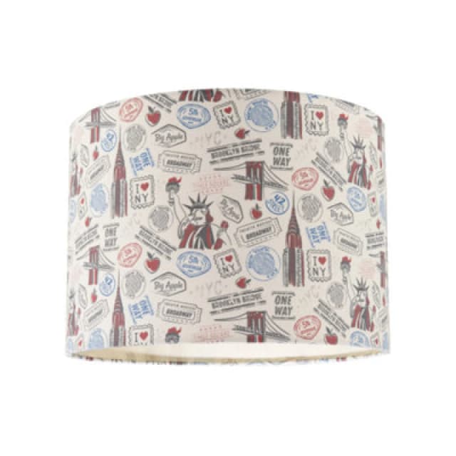 Happy Homewares New York Themed Lamp Shade With Statue Of Liberty And Brooklyn Bridge
