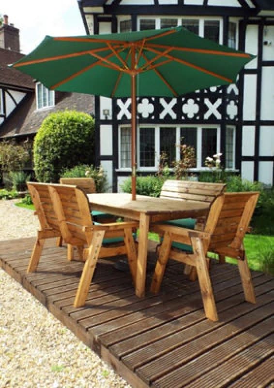 Charles Taylor Trading Charles Taylor 6 Seater Wooden Rectangular Dining Table 2X Chairs 2X Bench Green