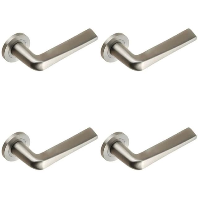 Loops 4x PAIR Chunky Flat Tapered Bar Handle on Round Rose Concealed Fix Satin Steel Metallics