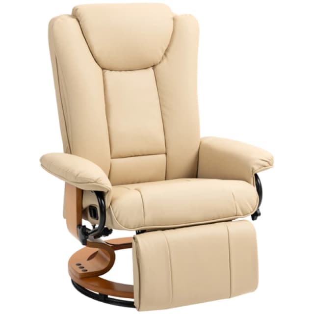 HOMCOM HOMCOM PU Leather Reclining Armchair with Footrest for Living Room, Beige Beige One Size Unisex 5063603020627