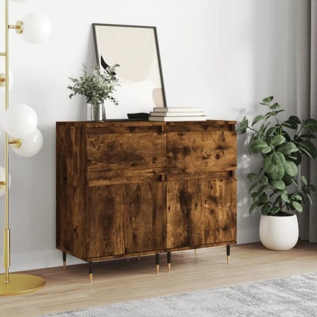 VIDAXL Sideboards 2 pcs Smoked Oak 40x35x70cm Engineered Wood Vidaxl 8720845873707