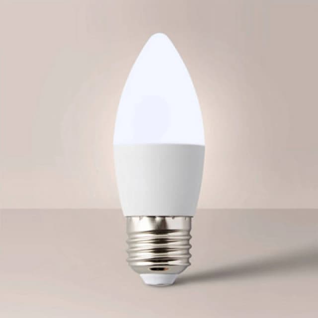 ValueLights 2 Pack E27 White Thermal Plastic Candle LED 4W Warm White 3000K 400lm Light Bulb White