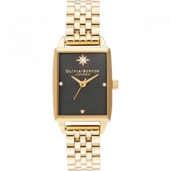 Ladies Olivia Burton Black Mother Of Pearl Dial & Gold Bracelet Watch
