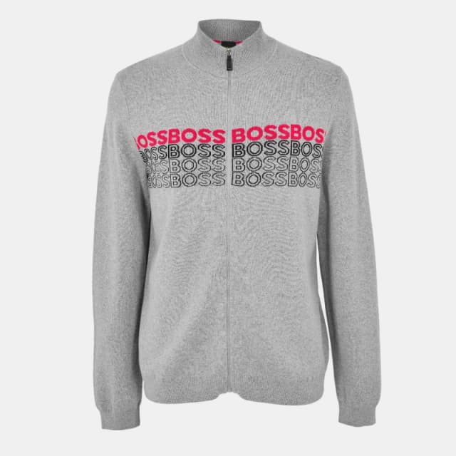 Boss Mens Zightek Lined Knitwear Hoodie Pastel Grey male S