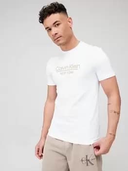 Calvin Klein New York Logo T-Shirt, White, Size 2XL, Men