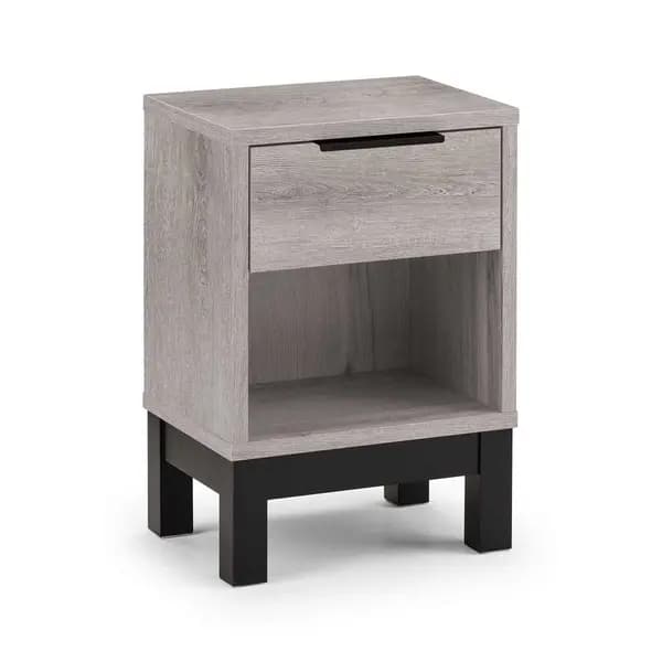 Julian Bowen Bali 1 Drawer Bedside - Grey Oak BAL101