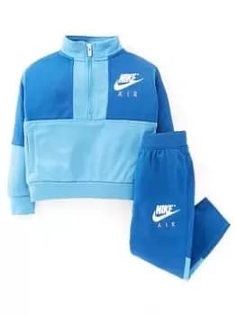 Boys, Nike Air Half Zip Tricot Pant Set - Blue Size 12 Months