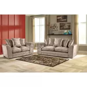 Mirana Modern Crush Velvet 3 and 2 Seater Sofa Set Mink