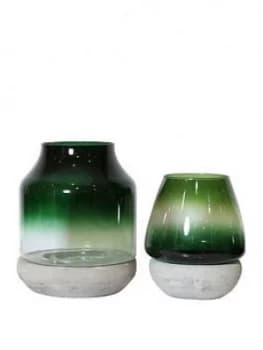 Arthouse Set 2 Glass & Concrete Candle Holders