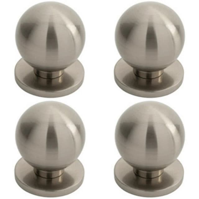 Loops 4x Small Solid Ball Cupboard Door Knob 25mm Dia Satin Nickel Cabinet Handle Metallics unisex