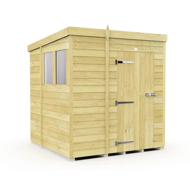 Buttercup Farm 7 x 6 Feet Pent Shed - Single Door W/ Windows - L178 x W214 x H201cm in Brown Brown Unisex