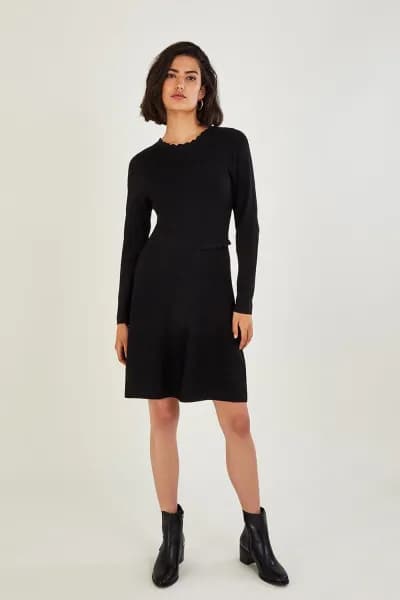 Tie Back Scallop Neck Dress