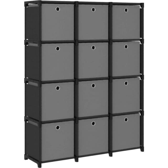 VIDAXL Vidaxl - 12-Cube Display Shelf with Boxes Black 103x30x141cm Fabric 8720286042724