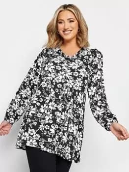 Yours Long Sleeve Pleat Swing Mono, Black, Size 18, Women