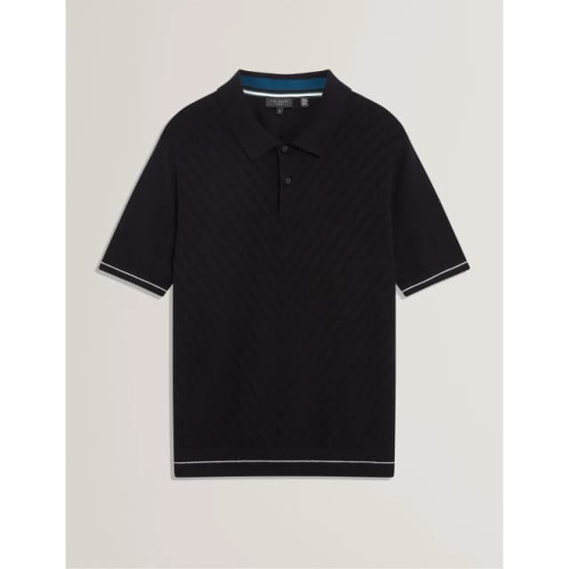 Ted Baker Mens Stitch Short Sleeve Polo Shirt Black male S (2)