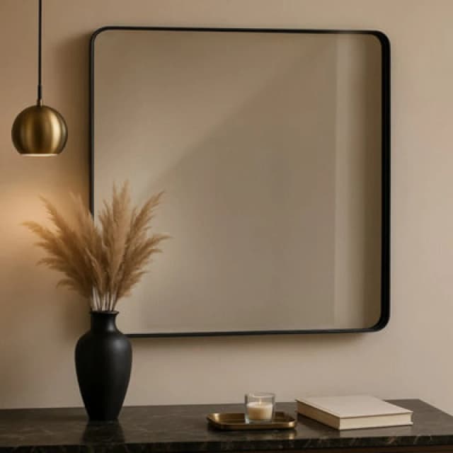 Premier Housewares Candi Cindy Gold Finish Squared Wall Mirror Black